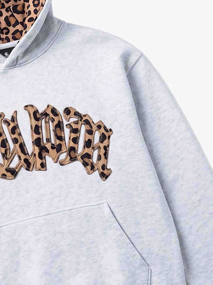 Leoparden-Patchwork-Hoodie & Hosen-Set