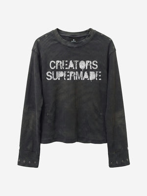 Camiseta de punto gofrado con detalles metálicos