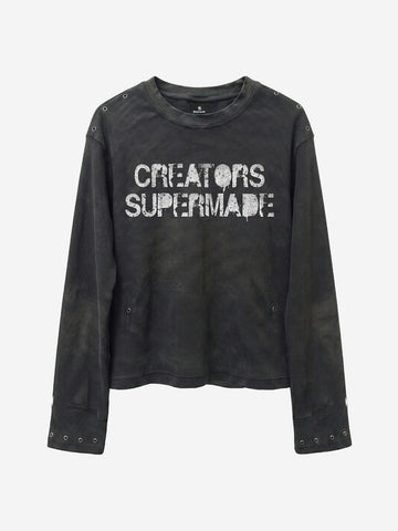 Camiseta de punto gofrado con detalles metálicos