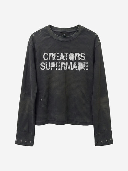Camiseta de punto gofrado con detalles metálicos