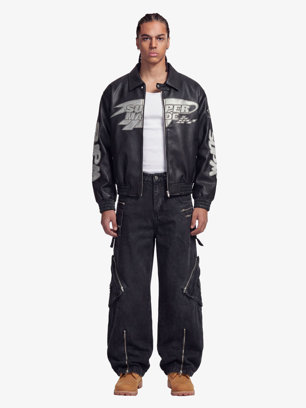 Faux Leather Vintage Street Black Air Jacket - 1821 