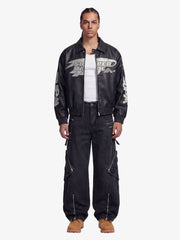 Faux Leather Vintage Street Black Air Jacket - 1821 