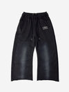Washed Distressed Rhinestone Trim Sweatpants