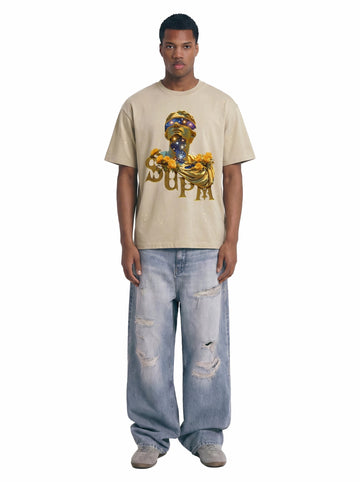 Washed Splash Ink Cosmic Statue Print Galaxy Art T-Shirt 