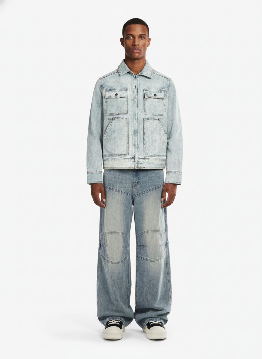 Vintage Washed Distressed Patchwork Deconstructed Baggy Jeans 