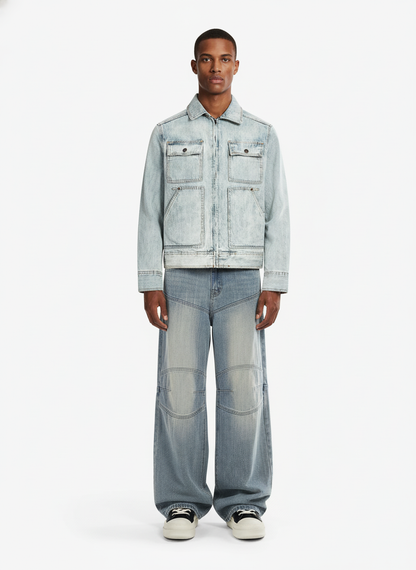 Vintage Washed Distressed Patchwork Deconstructed Baggy Jeans 