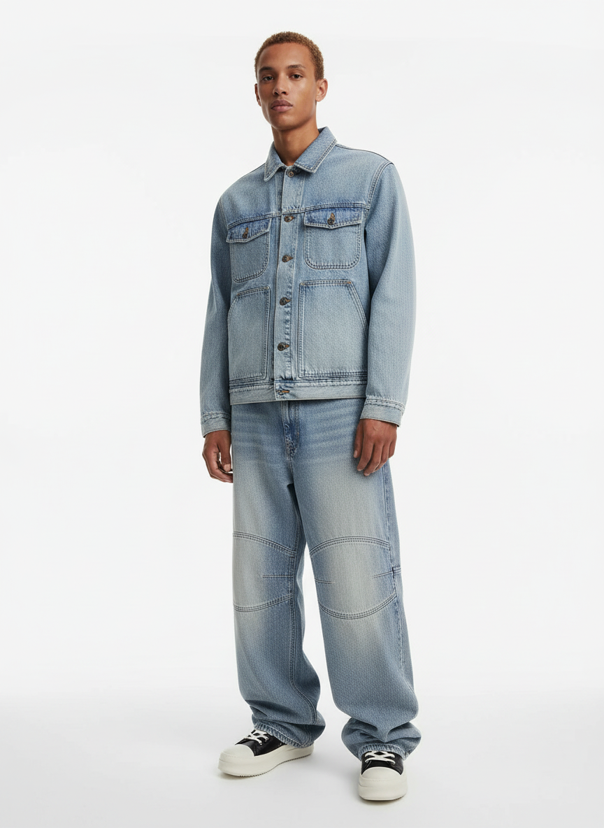 Vintage Washed Distressed Patchwork Deconstructed Baggy Jeans 