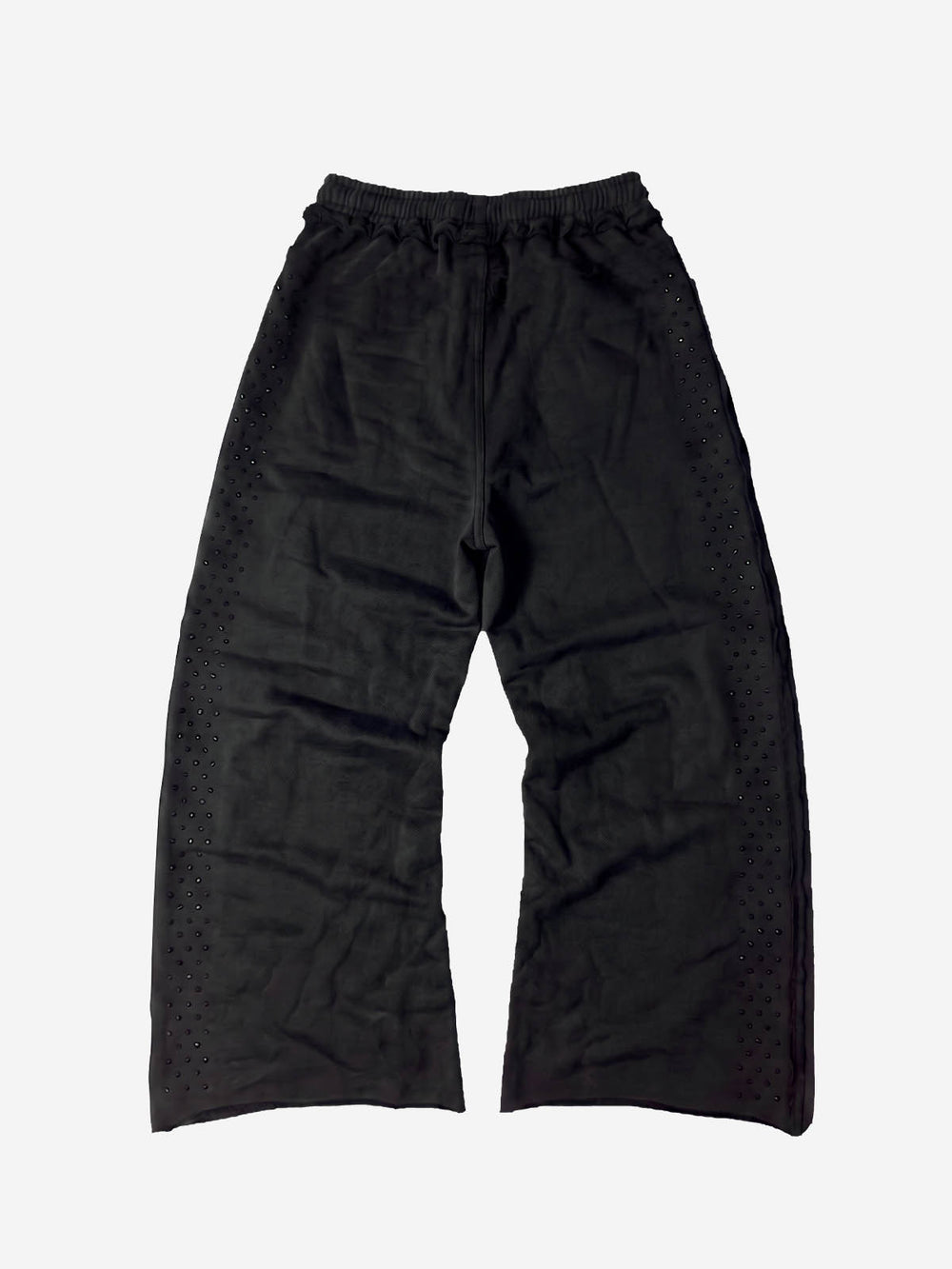 Washed Distressed Rhinestone Trim Sweatpants