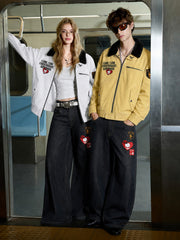 Patch Graphic Wide-Leg Jeans