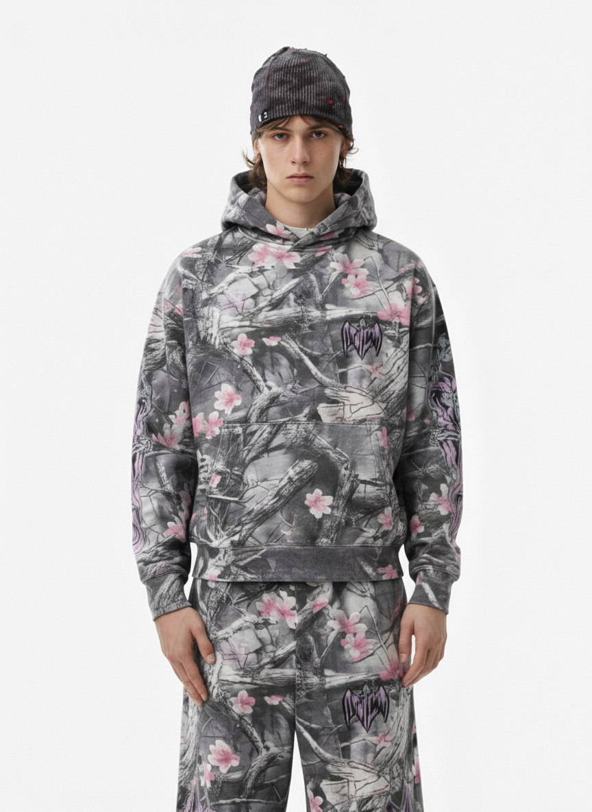 Vintage Floral Devil All-Over Print Hoodie 