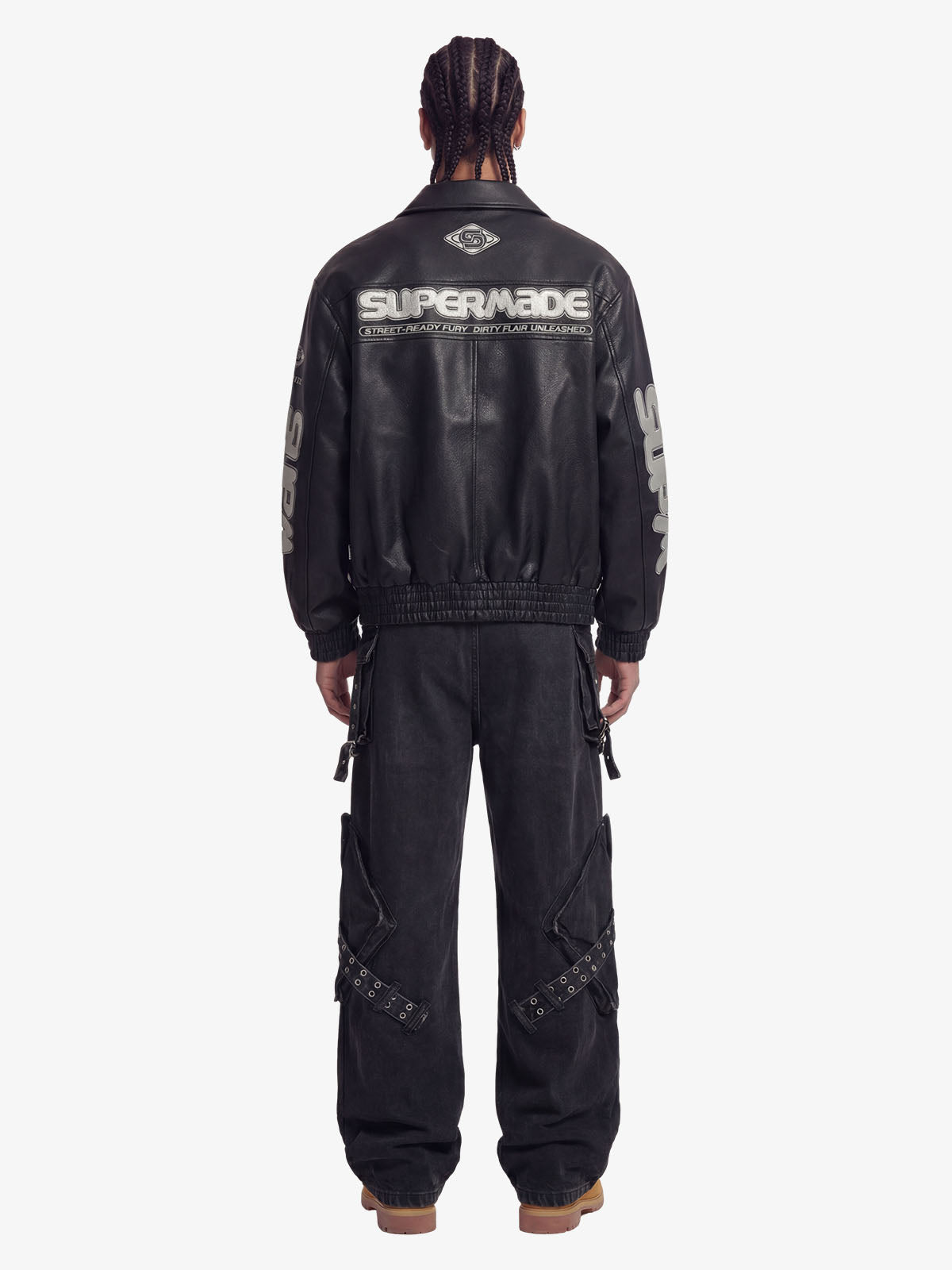 Faux Leather Vintage Street Black Air Jacket - 1821 