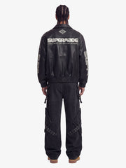 Faux Leather Vintage Street Black Air Jacket - 1821 