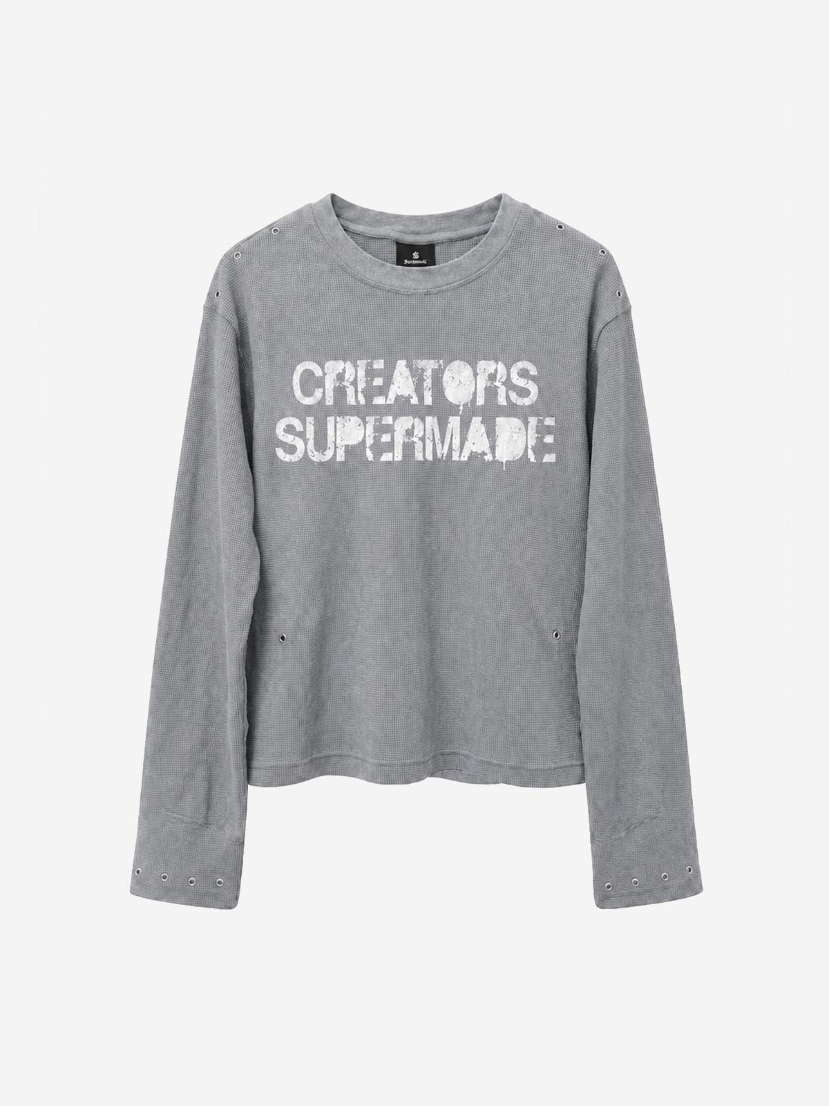 Waffelstrick-T-Shirt mit Metalldetails
