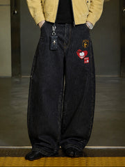 Patch Graphic Wide-Leg Jeans