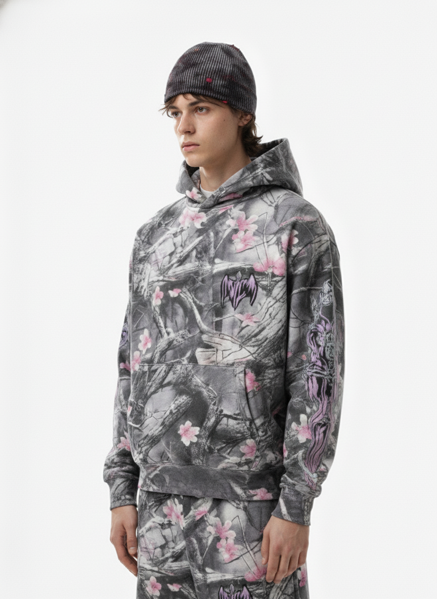 Vintage Floral Devil All-Over Print Hoodie 