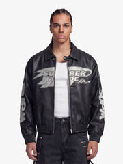 Faux Leather Vintage Street Black Air Jacket - 1821 