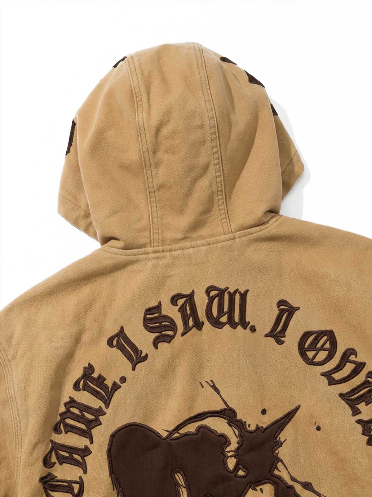 Embroidered Appliqué Hooded Zip Jacket