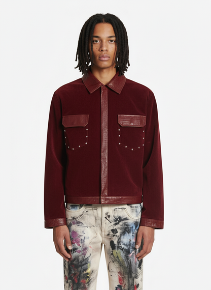 Vintage Suede PU Leather Collar Zip Up Jacket 