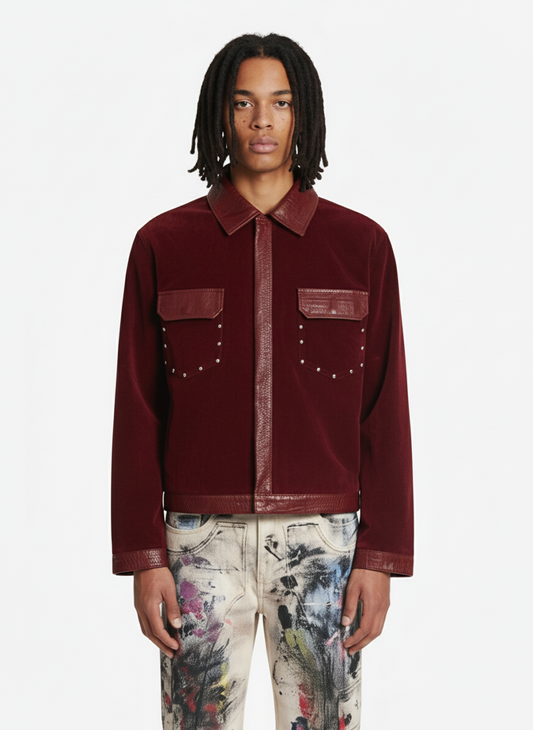 Vintage Suede PU Leather Collar Zip Up Jacket 