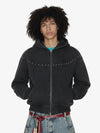 Rivet Detail Fleece Zip Up Hoodie