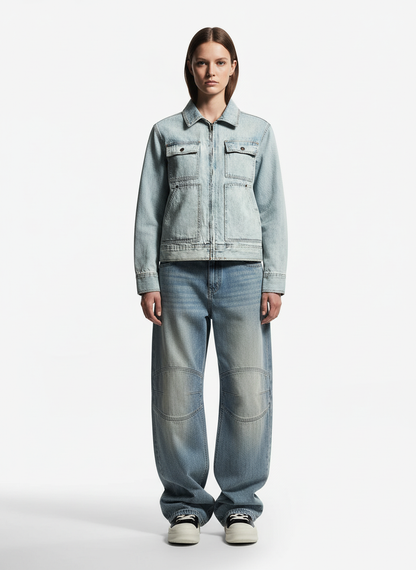 Vintage Light Wash Workwear Denim Jacket 