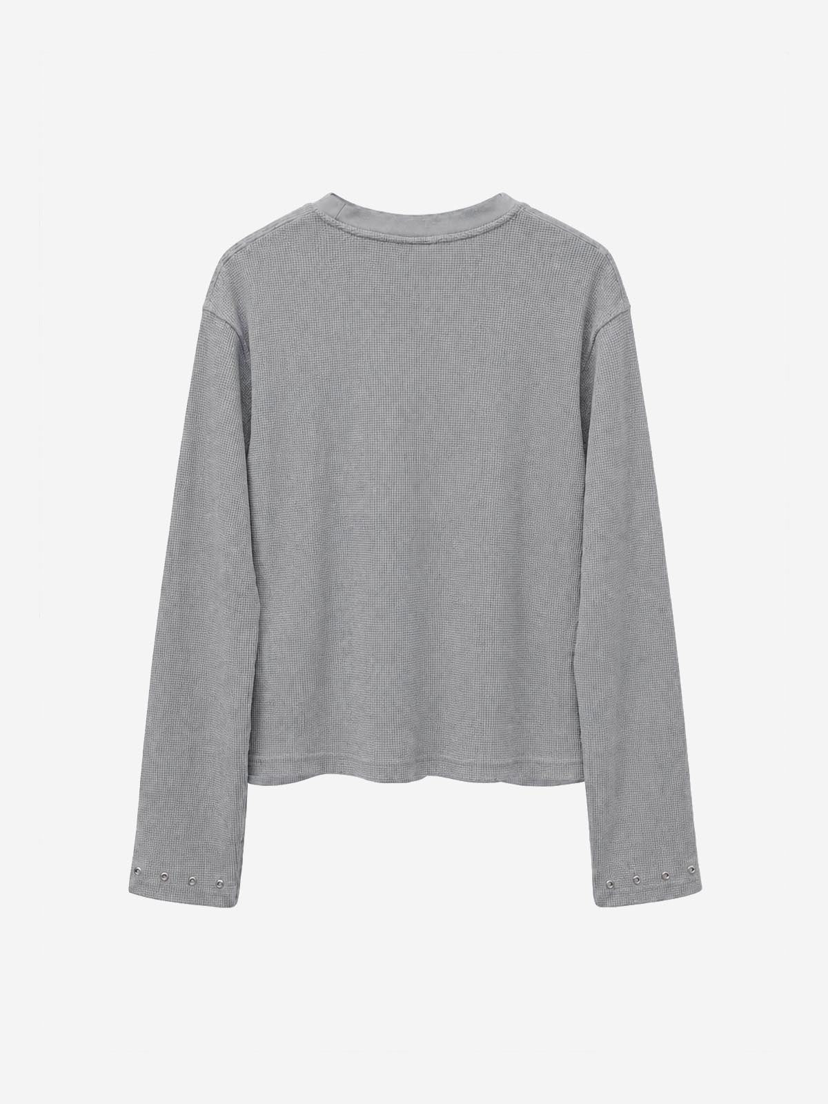 Waffelstrick-T-Shirt mit Metalldetails