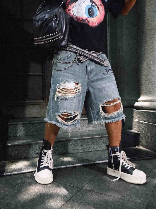 Weite Jeans mit Farbspritzern