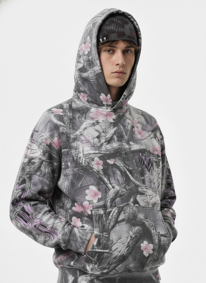 Vintage Floral Devil All-Over Print Hoodie 
