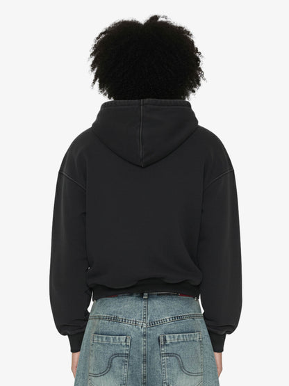 Rivet Detail Fleece Zip Up Hoodie