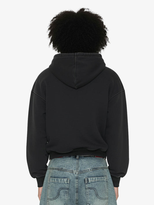 Rivet Detail Fleece Zip Up Hoodie