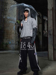 Graphic Color Block Double-Waist Sweatpants
