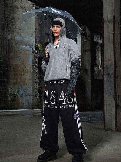 Graphic Color Block Double-Waist Sweatpants