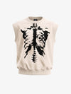 Gilet senza maniche in maglia a nido d'ape con grafica vintage a scheletro