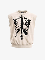 Vintage Skeleton Graphic Waffle Knit Sleeveless Vest 
