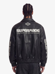 Faux Leather Vintage Street Black Air Jacket - 1821 