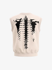 Vintage Skeleton Graphic Waffle Knit Sleeveless Vest 