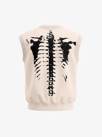 Skeleton Graphic Sleeveless Top and Pants Set - 2628 
