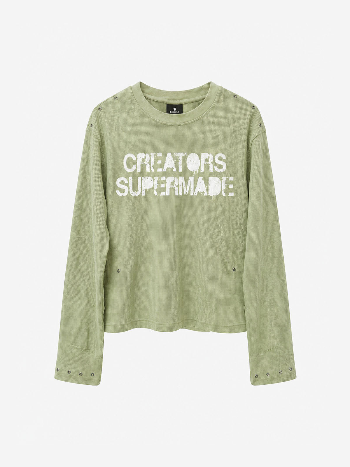 Waffelstrick-T-Shirt mit Metalldetails