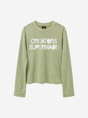 Waffelstrick-T-Shirt mit Metalldetails