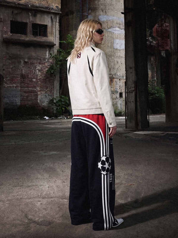 Graphic Color Block Double-Waist Sweatpants