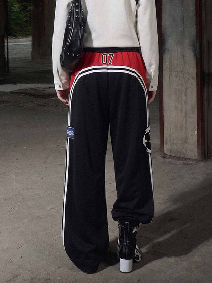 Graphic Color Block Double-Waist Sweatpants