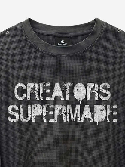 Camiseta de punto gofrado con detalles metálicos