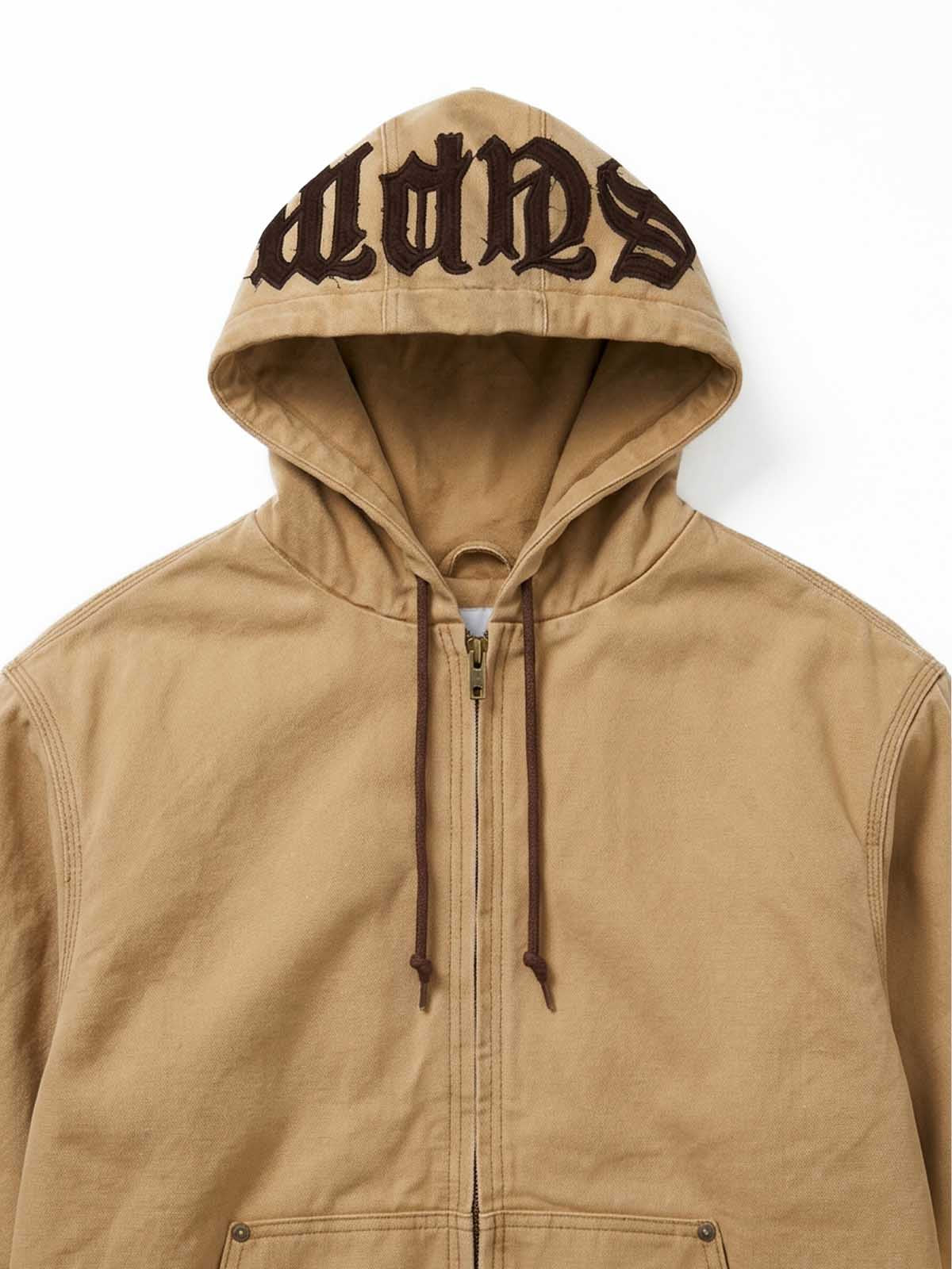 Embroidered Appliqué Hooded Zip Jacket