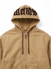 Embroidered Appliqué Hooded Zip Jacket