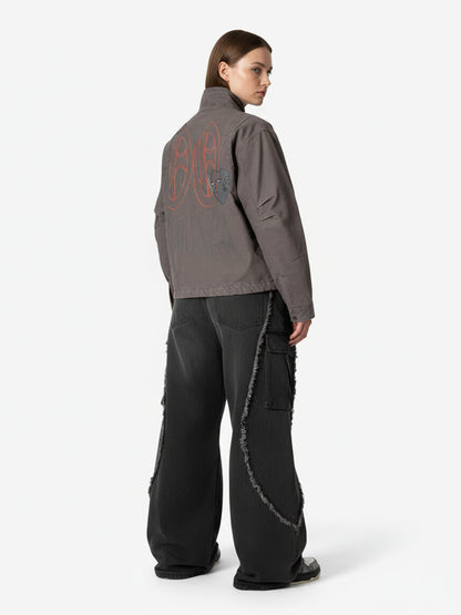 Retro Washed Distressed Deconstructed Patchwork Barrel Jeans 