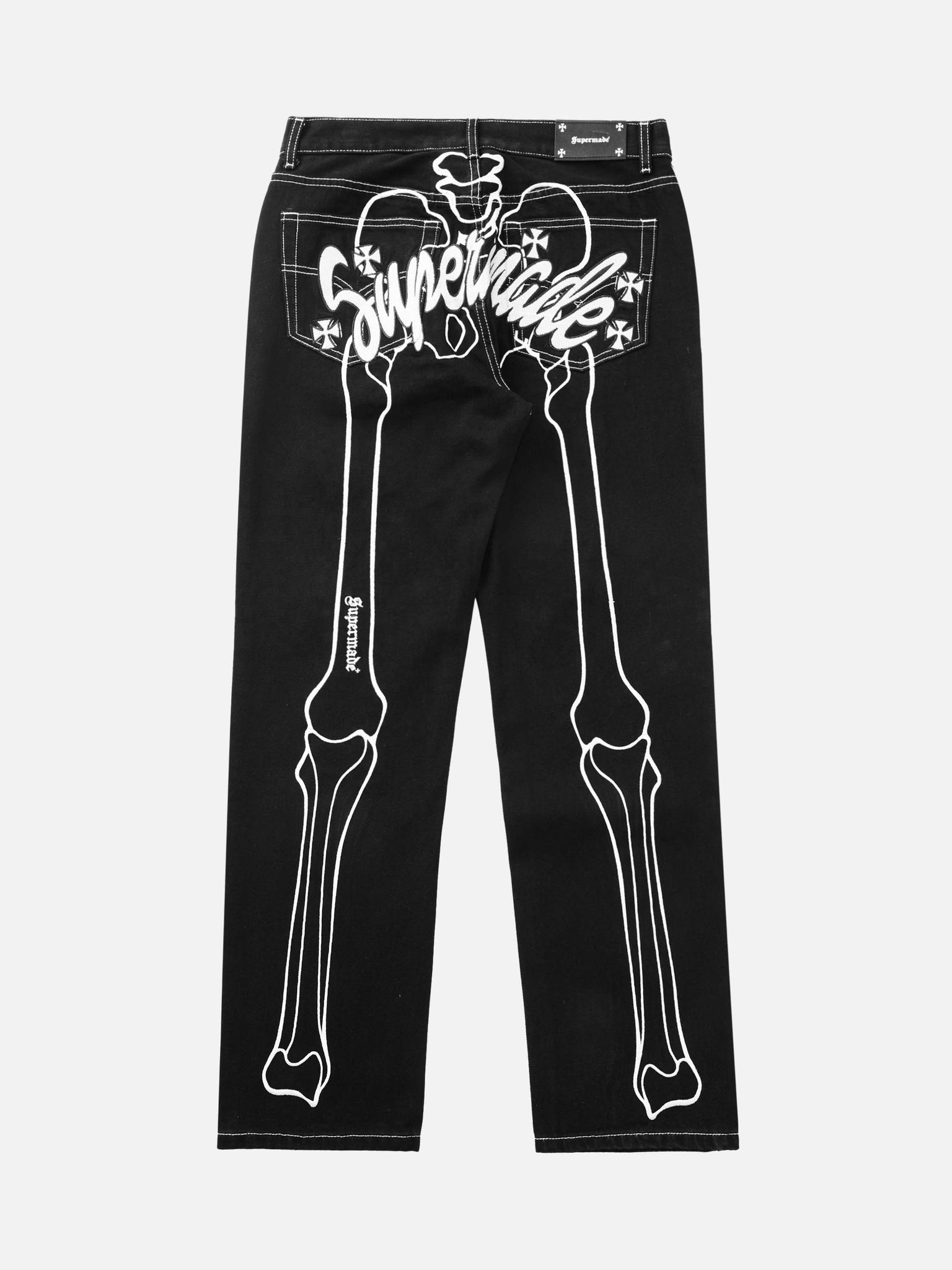 Thesupermade Hip Hop Bones Embroidered Jeans