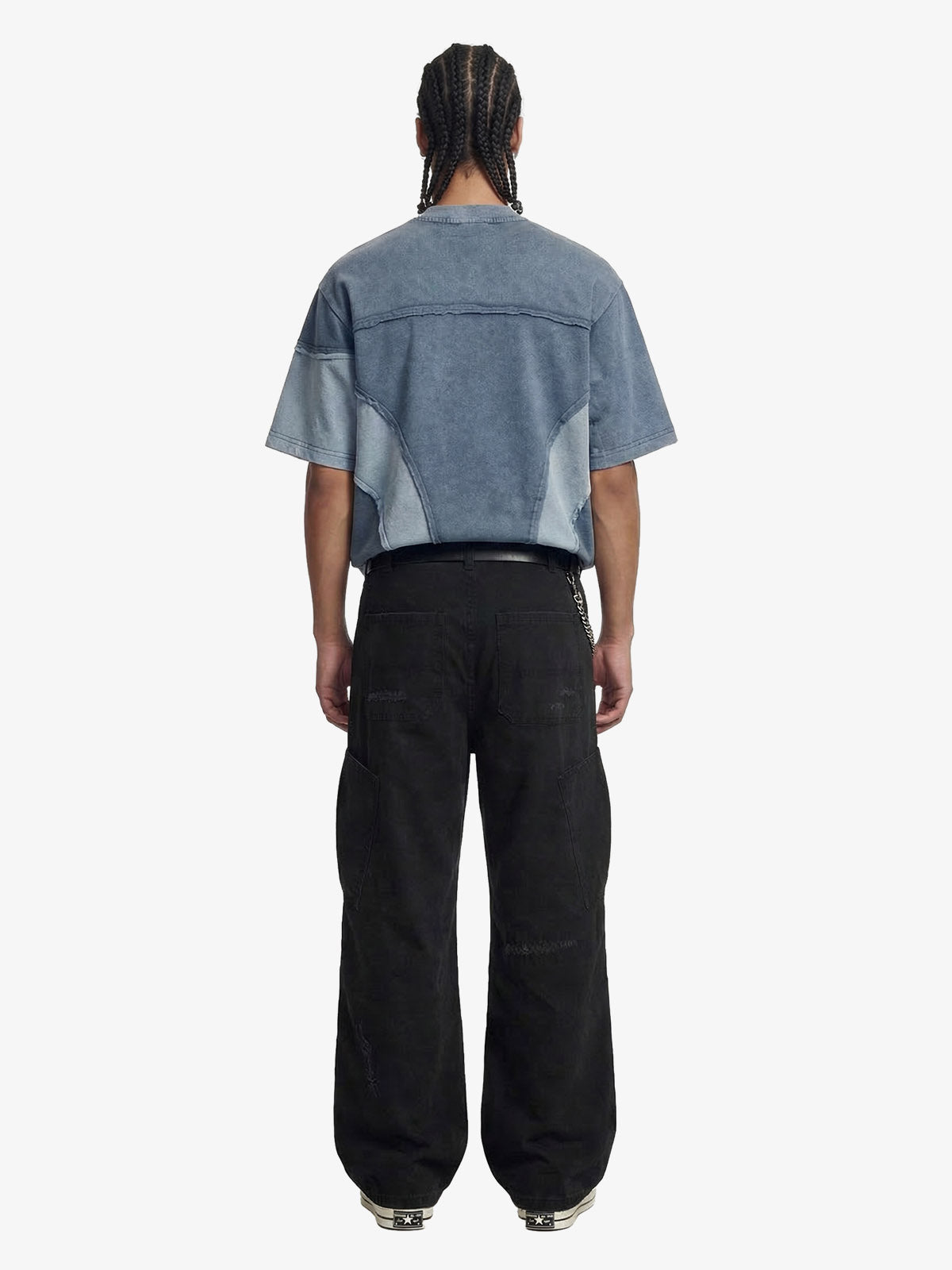 Cotton Hole Patch Pleated Multi-Pocket Cargo Casual Pants 
