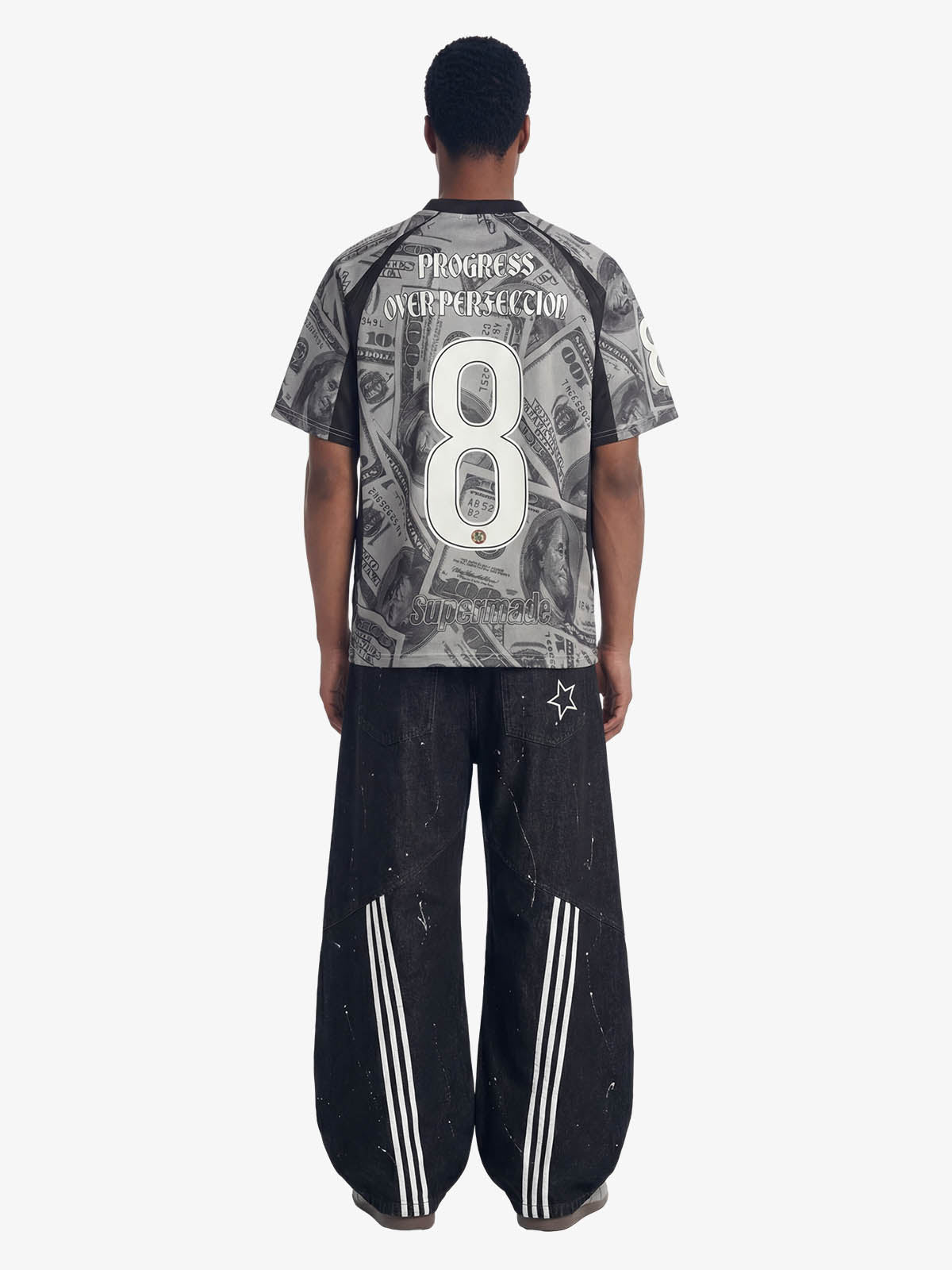 Supermade Money Print V-Neck Jersey T-Shirt 