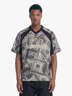 Supermade Money Print V-Neck Jersey T-Shirt 