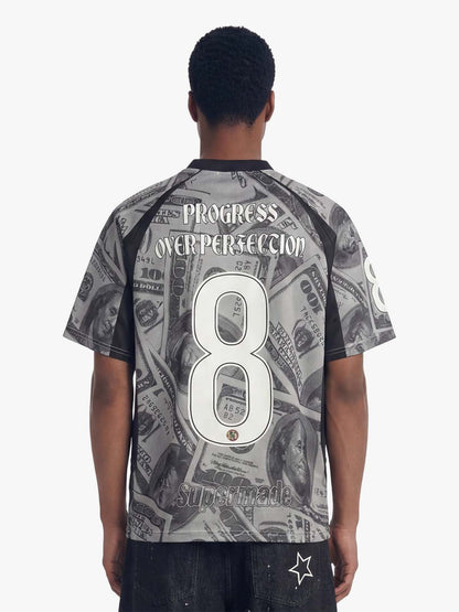 Supermade Money Print V-Neck Jersey T-Shirt 
